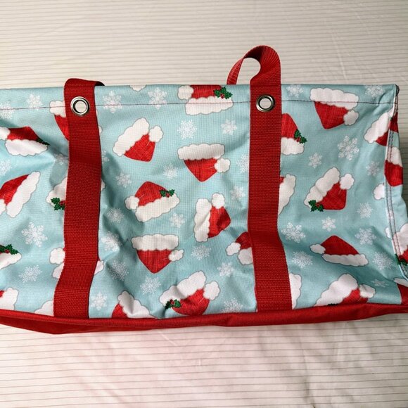 Thirty One New Santa Hat Medium Utility Tote Christmas Carry All - Picture 1 of 2